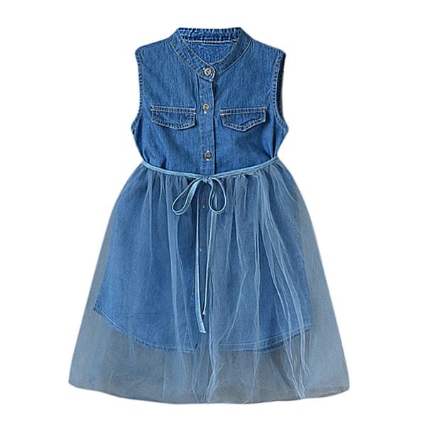 

clearance excelent new summer mesh toddler baby girls kid denim pachwork lace dress outfits clothes z0205