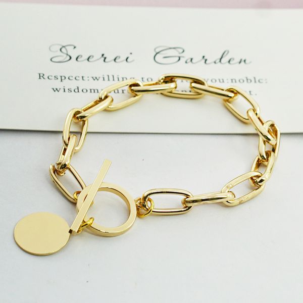 

sa street sfashion chain bracelet neutral style metal bracelet copper bracelet exaggerated, Golden;silver