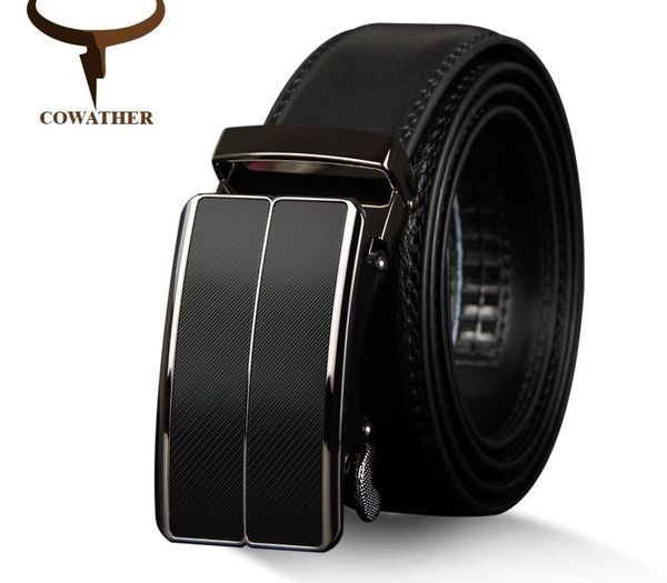 

cowather new arrival cow genuine leather men's belt cowhide strap for male automatic buckle belts for men alloy buckle belts y200110, Black;brown