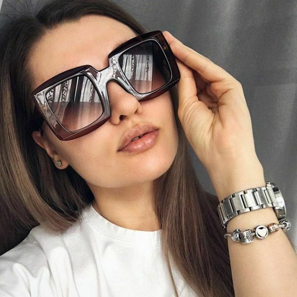 

2020 new oversized black sunglasses women fashion designer sunglasses female vintage glasses shades, White;black