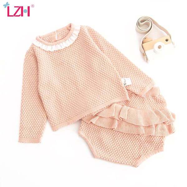

lzh newborn clothes autumn winter baby girls clothes sets knitting sweater cardigan shorts 2pcs kids outfit suit infant clothing, White