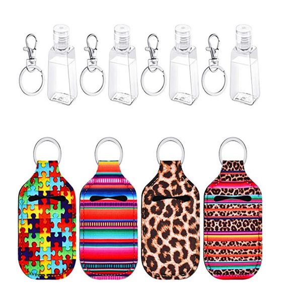 Novo Neoprene Chaveiro 30ml Hand Sanitizer Garrafa Suporte Bags Batom Suporte Perfume Recipiente Mão Soap Garrafa Suporte Chaveiro Acessórios