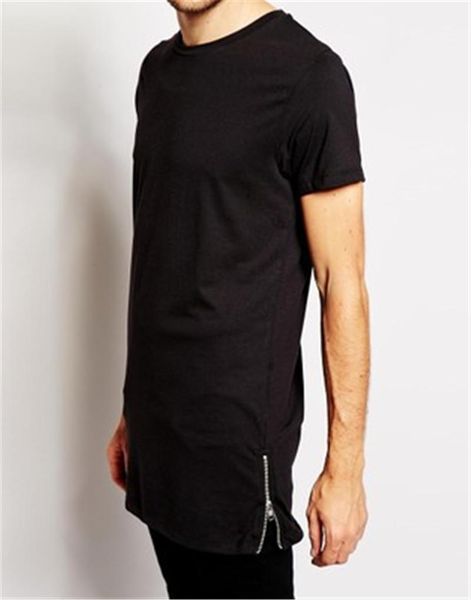 

удлиненная длина tee tops ярус мужской одежда tshirts мужчины простой длинный отрезок t-shirt white hip hop streetwear мужчины футболку, White;black