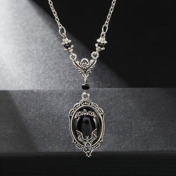 

new halloween necklace fashion temperament noble animal bat black crystal inlaid clavicle chain jewelry for party women gift, Silver