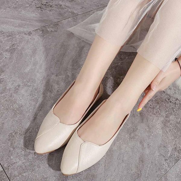 

2020 women fashion flats shoes luxury pointed toe leather shoes women loafers ladies ballet flats girls office work, Black