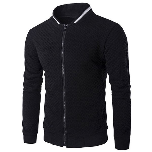

2020 autumn winter men's standing collar lightweight blocking color jackets fall winter keep warm outerwear full zip up jacket, Black;brown