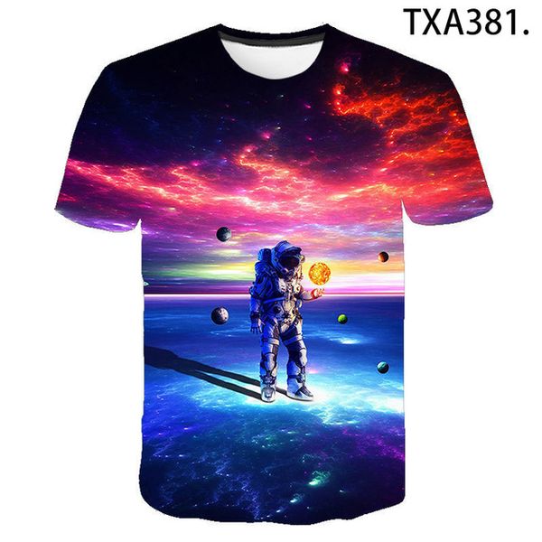

summer science fiction astronaut boy girl printed cool 3d print shirts oversized plus size graphic men clothing