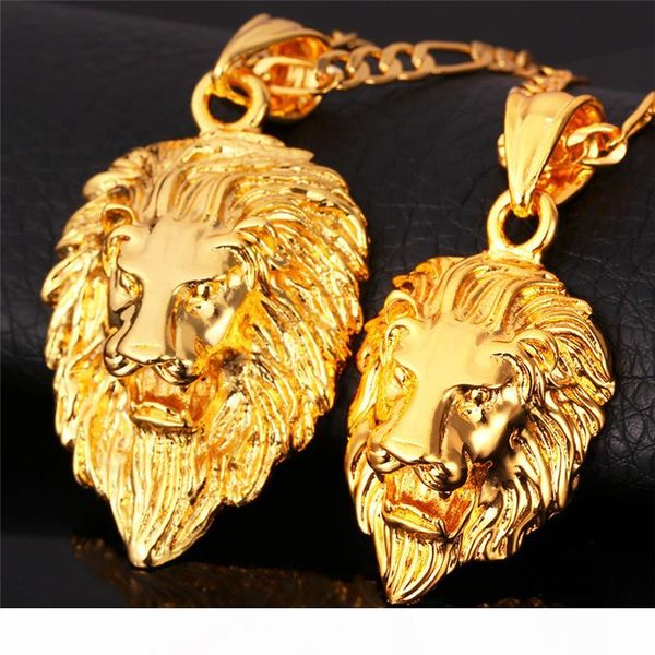 

new vintage big classical lion head pendants 18k real gold plated choker necklace floating charms jewelry wholesale, Silver