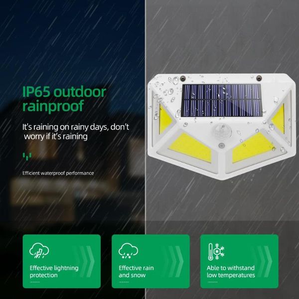 

cob 68led solar energy power wall porch lights motion sensor wide angle waterproof lamp for outdoor courtyard yard street