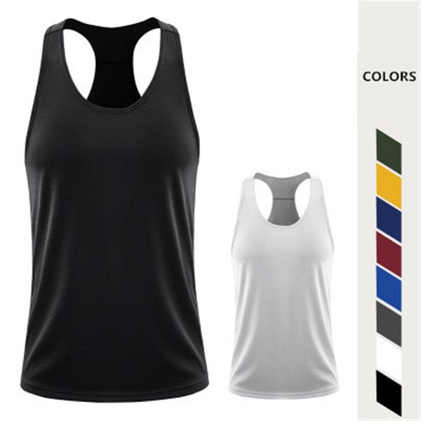 

new man loose running vest mesh quick-drying breathable sleeveless t-shirt sports fitness clothing training gym shirt plus size 3xl, White;black