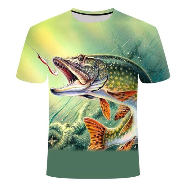 

men leisure fish printed asian 3d print shirts comics harajuku humor men clothing