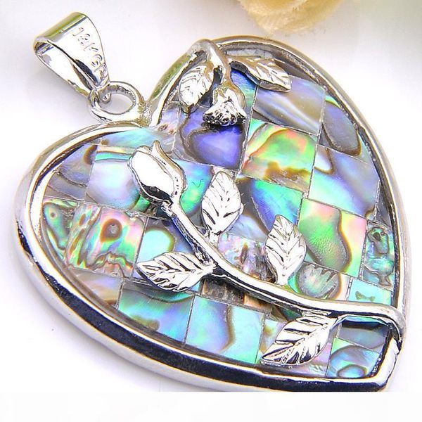 

5 pieces 1 lot luckyshine wholesale natural shell pendants 925 silver heart rose pendants for necklace