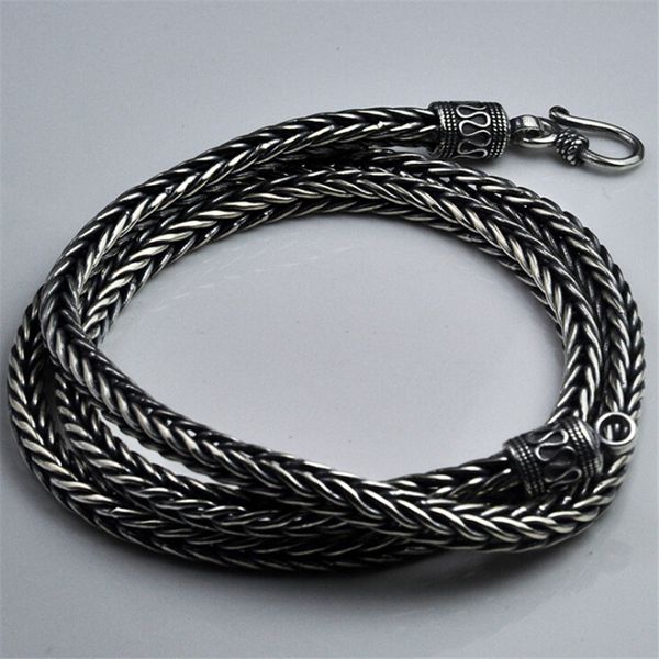 

100% 925 sterling silver snake shape necklaces for men male punk style thai silver long chain necklace 55cm 60cm