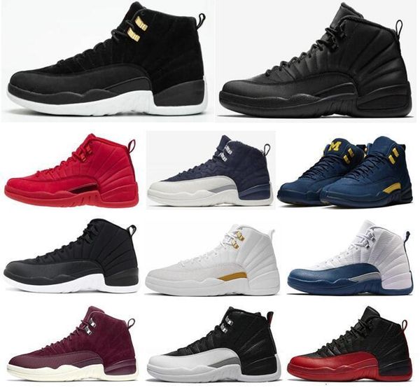 

12 reverse taxi winterized triple black basketball shoes men 12 michigan blue yellow bl nakeskin jordan retros shoe