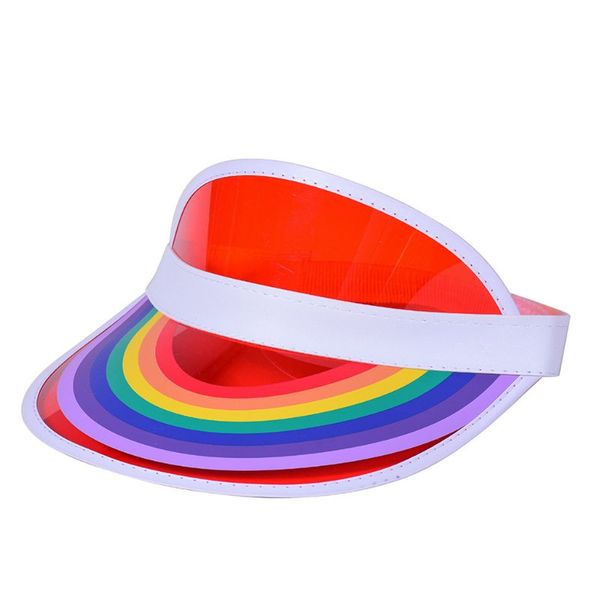 

transparent candy color empty baseball cap rainbow bridge printed sunscreen uv protection sport sun visor hat, Blue;gray