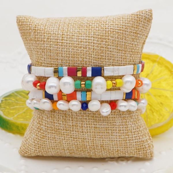 

go2boho miyuki tila bracelets for women friends gift armband boho summer real pearl pulsera mujer wholesale jewellery for ladies, Golden;silver