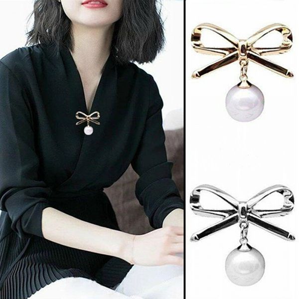 

bow brooches for women large bowknot brooch pin imitation pearl pendant tassel brooch pins fashion jewelry winter accessories, Gray