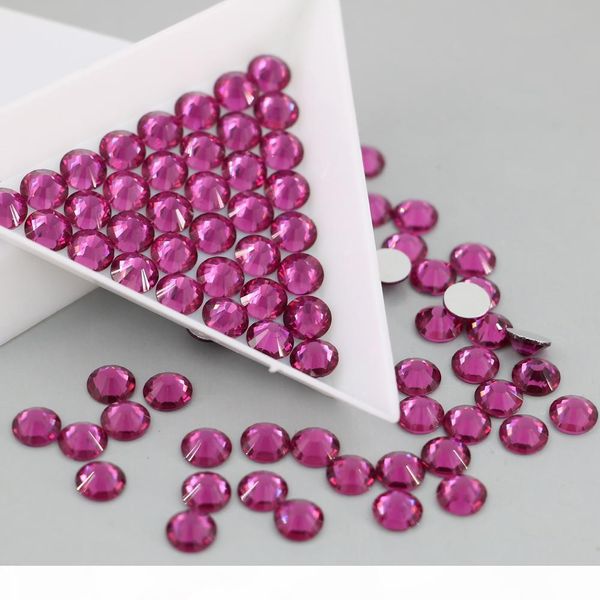 

flat back nail art glue on non ix rhinestones all size no fix strass rhinestone (fuchsia, Black