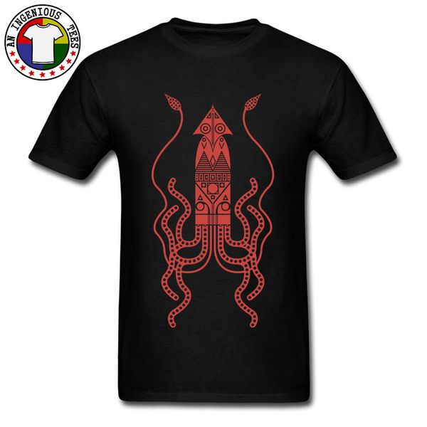 

red giant squid image t-shirt short sleeve funny t shirt for men round neck fashion loose t-shirts wholesale