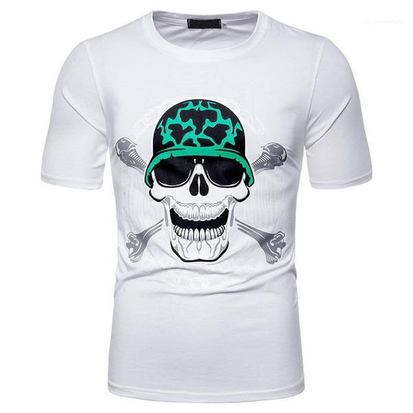 

tees males clothing mens designer skulls print tshirts fashion natural color tees casual crew neck short sleeve, White;black