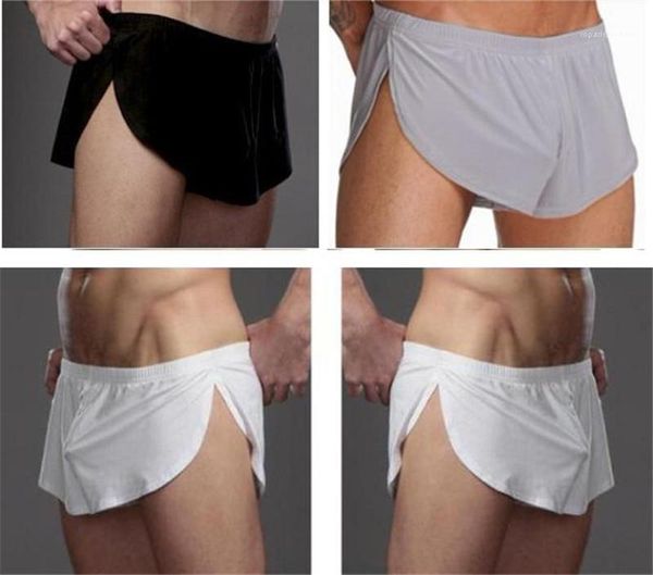 

spilt mens underpants comfortable solid color sports fashion mens boxers mens luxury designer underwear breathable sexy, Black;white