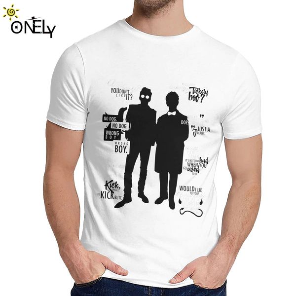 

100% cotton good omens aziraphale crowley demon angel t-shirt graphic print young style classic o-neck t shirt