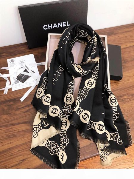 

luxury- fashion brand silk cashmere blended scarf fashion ladies scarf letter scarf burnish comfortable soft warm 70*190cm, Blue;gray