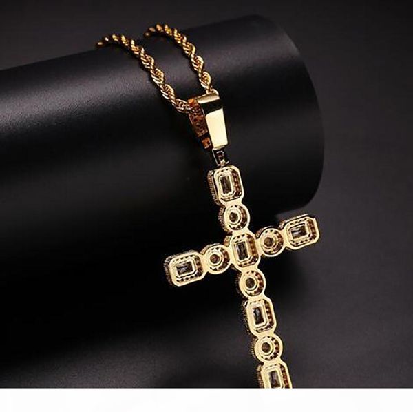 

14k позолоченный hip hop площади круглые камни сращивания иисуса крест ожерелье micro pave diamonds фианитами рэпер dj singer accessor, Silver