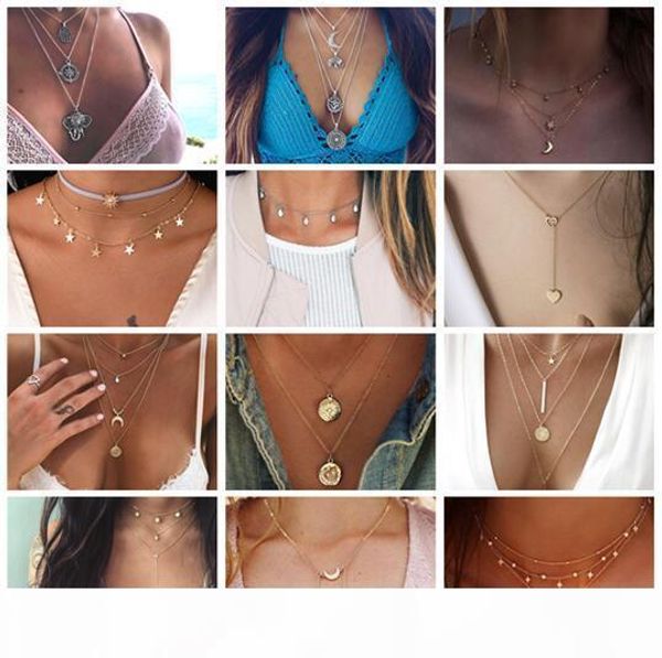 

new fashion double horn necklace crescent water drop necklace boho jewelry minimal girlfriend gift k5750, Golden;silver