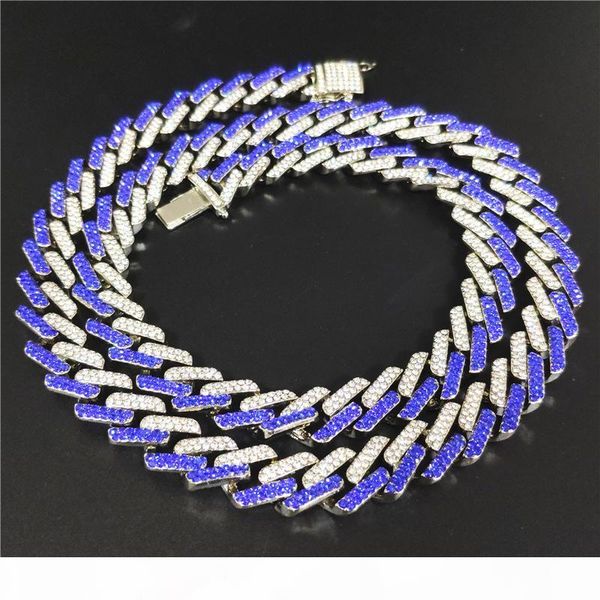 

luxury design necklace quadrilateral bar prism necklace multi-color hip-hop cuban chain jewelry man necklace, Silver