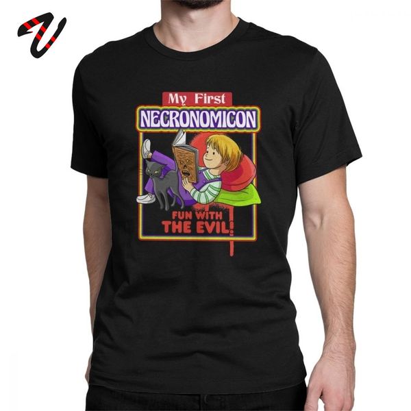 

fashion men 100% cotton t shirt my first necronomicon tees fun with the evil witchcraft t-shirt short sleeve gift clothes