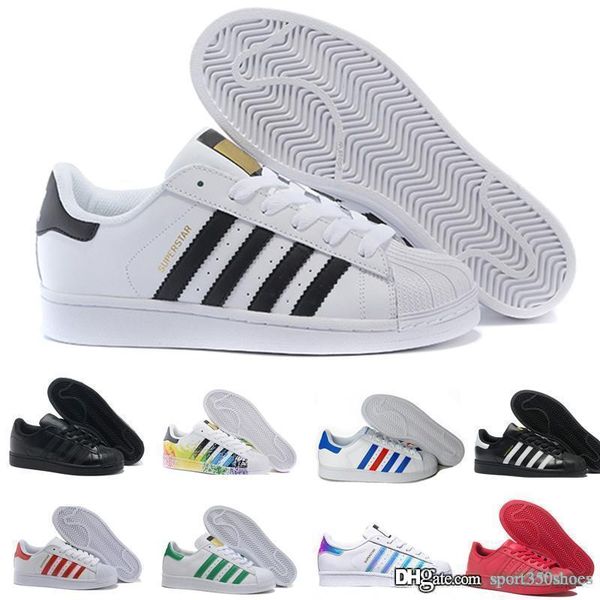 

2018 superstar original white hologram iridescent junior gold superstars sneakers originals super star women men sport casual shoes 36-45, Black