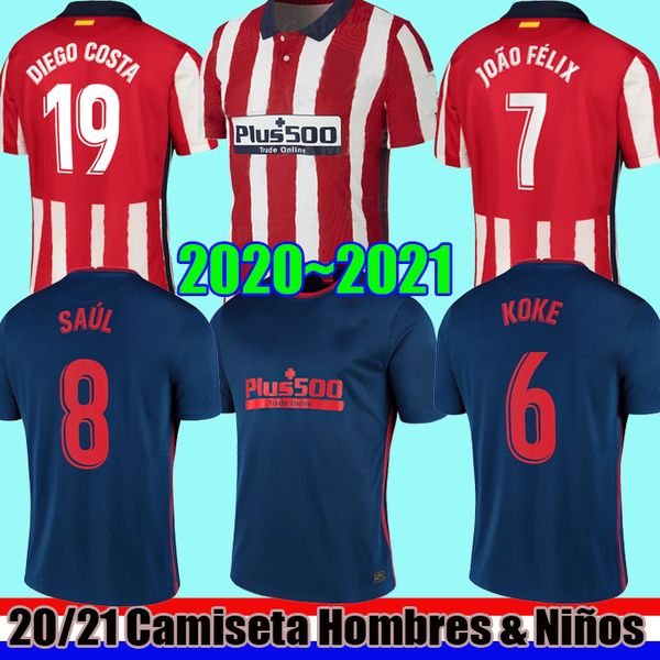 

2021 atletico de griezmann koke diego costa madrid soccer jerseys 20 21 joao felix saul godin camiseta de futbol football shirt men kids, Black;yellow