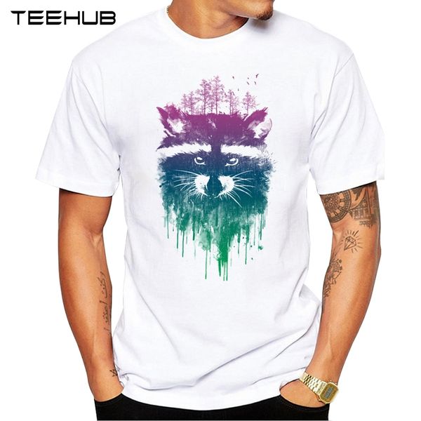

new arrivals 2019 teehub cool men's fashion raccoon design t-shirt short sleeve o-neck hipster tee