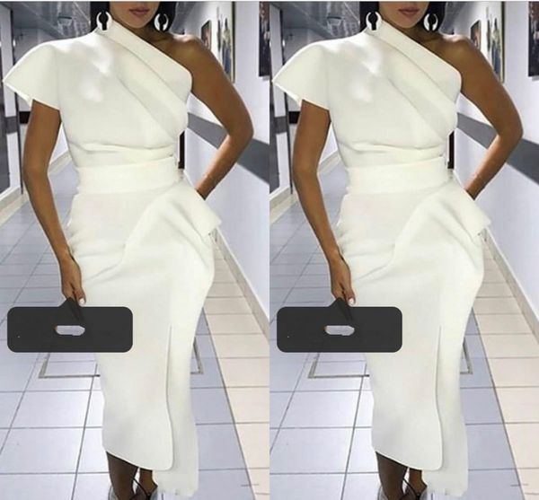 

elegant simple african dubai arabic sheath prom dresses one shoulder sheath satin prom dresses formal dress cocktail party gowns, Black