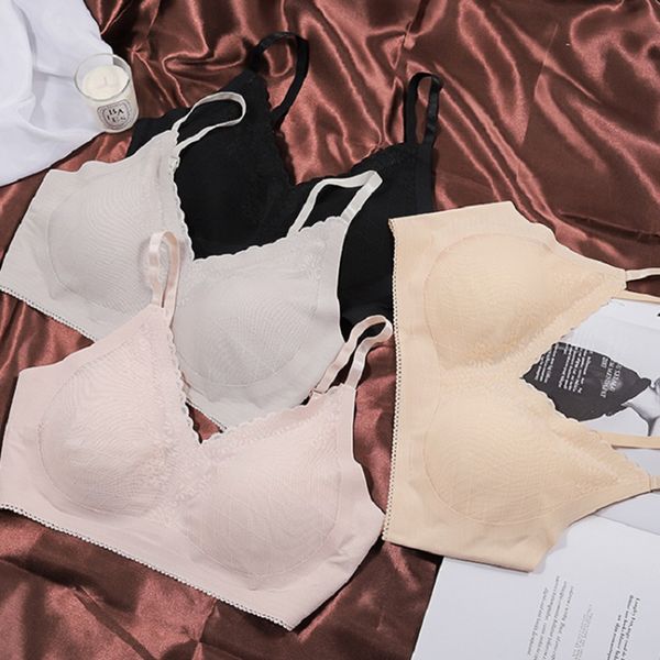 

gym clothing thin lace sport bra push up lingerie seamless ice silk sports brassiere femme bh comfortable, White;black