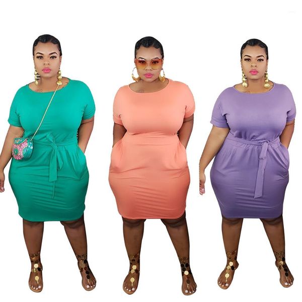 

womens designer dress summer crew neck short sleeve solid color bandge dress plus size women clothing 2020, Black;gray