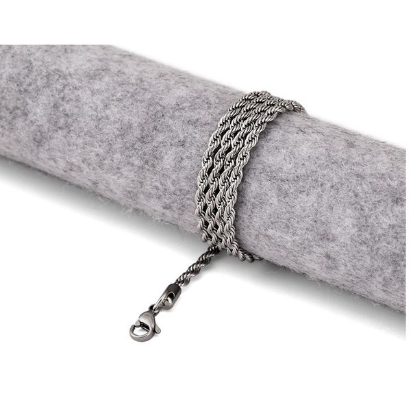 

hip hop neckla jewelry fashion rope chain 24inch 60cm stainless steel twist chain necklace for men gift, Silver