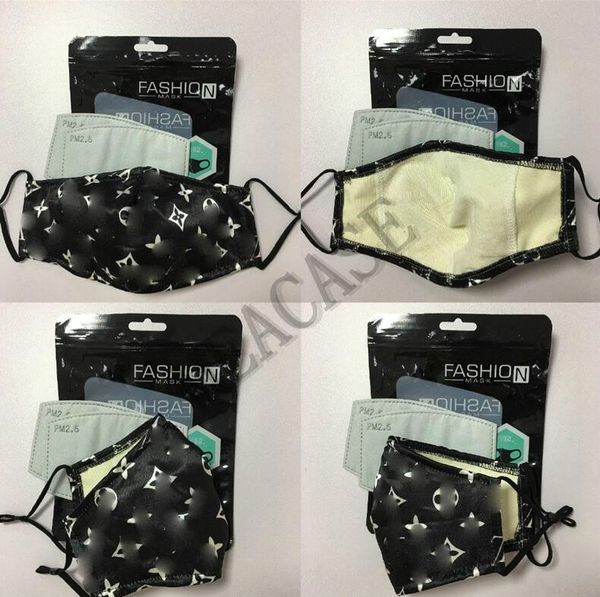 

6 colors silk mask washable facemasks sports sunproof dustproof protective mouth cover masks with 2 filters for retail pack d8603