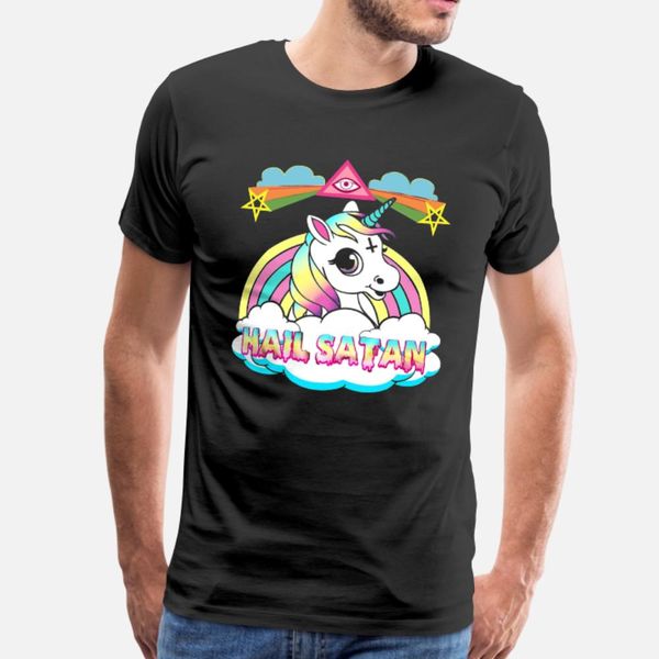 

unicorn hail satan death metal rainbown t shirt men printed tee shirt s-3xl original famous breathable summer style standard shirt