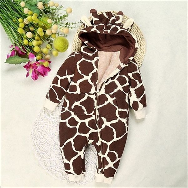 

baby outing clothes cartoon winter baby clothes and velvet upgrade thickening infant child winter romper boys zipper clothes 0926, White