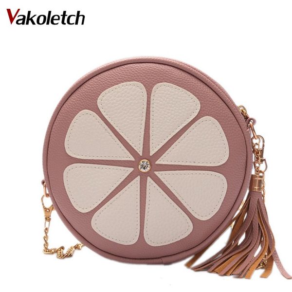 

brand leather shoulder&crossbody bags tassel chain lady handbags flower circular small women bags round girl messenger bag v4