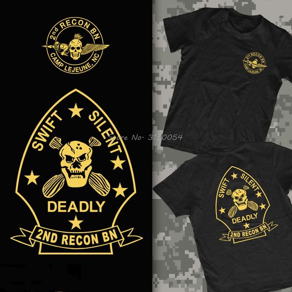 

fashion marine corp 2nd recon battalion camp lejeune, nc onslow beach usmc t- shirt men cotton tshirt tees