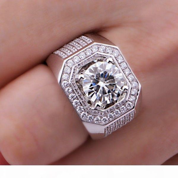 

size8 9 10 11 12 13 wholesale professional brand jewelry 10kt white gold filled z simulated diamond men wedding ring gift, Slivery;golden