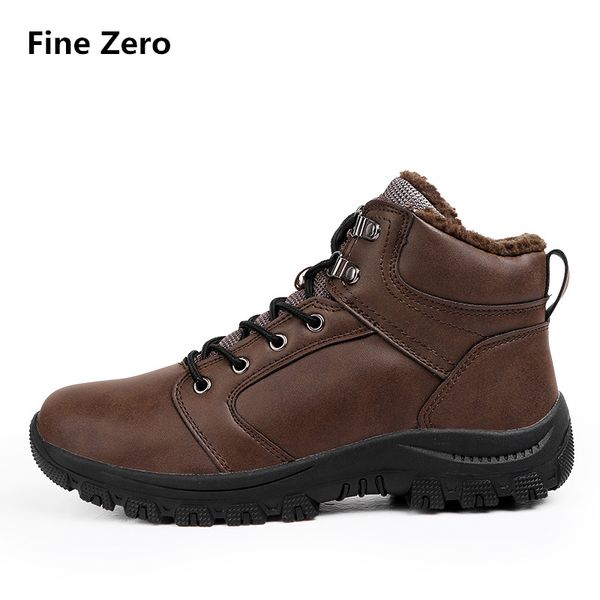 

vintage man boots waterproof male shoes large size pure color snow botas classical design super warm soft cushion ankle boots, Black