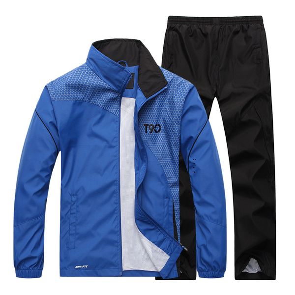 

men spring 2020 windbreak thin running sports suit quick-dry comfortable jogging fitness suit sport clothing gym training, Black;blue