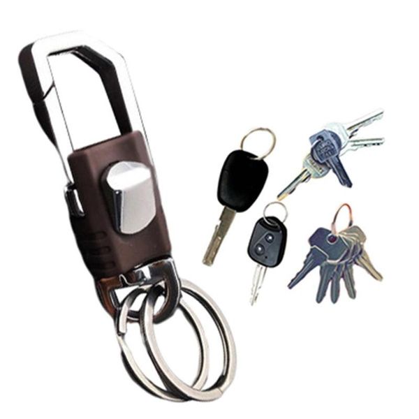 

keychain car keys car keychain stainless steel boutique double ring brown, Silver