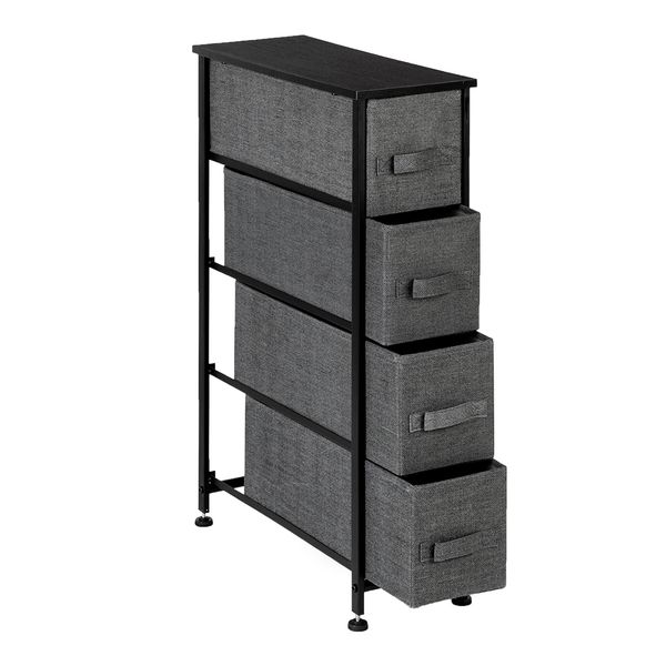 

usa stock modern high end wardrobe narrow dresser vertical storage unit with 4 fabric drawers slim storage tower for living room