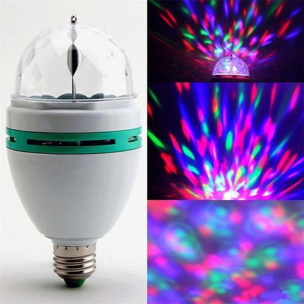 

e27 rgb 6w 9w lighting full color led crystal stage light auto rotating stage effect dj lamp mini stage light bulb