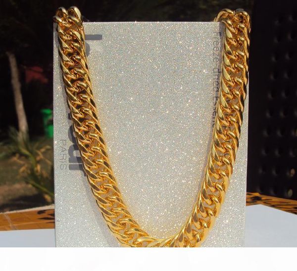 

big miami cuban link necklace thick about 25mil real solid gold finish thick chain 24" 11mm have tracking number, Silver